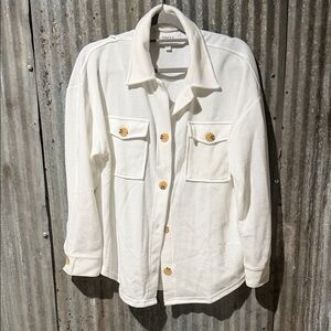 Ivory Button-Up Jacket with Gold Accents